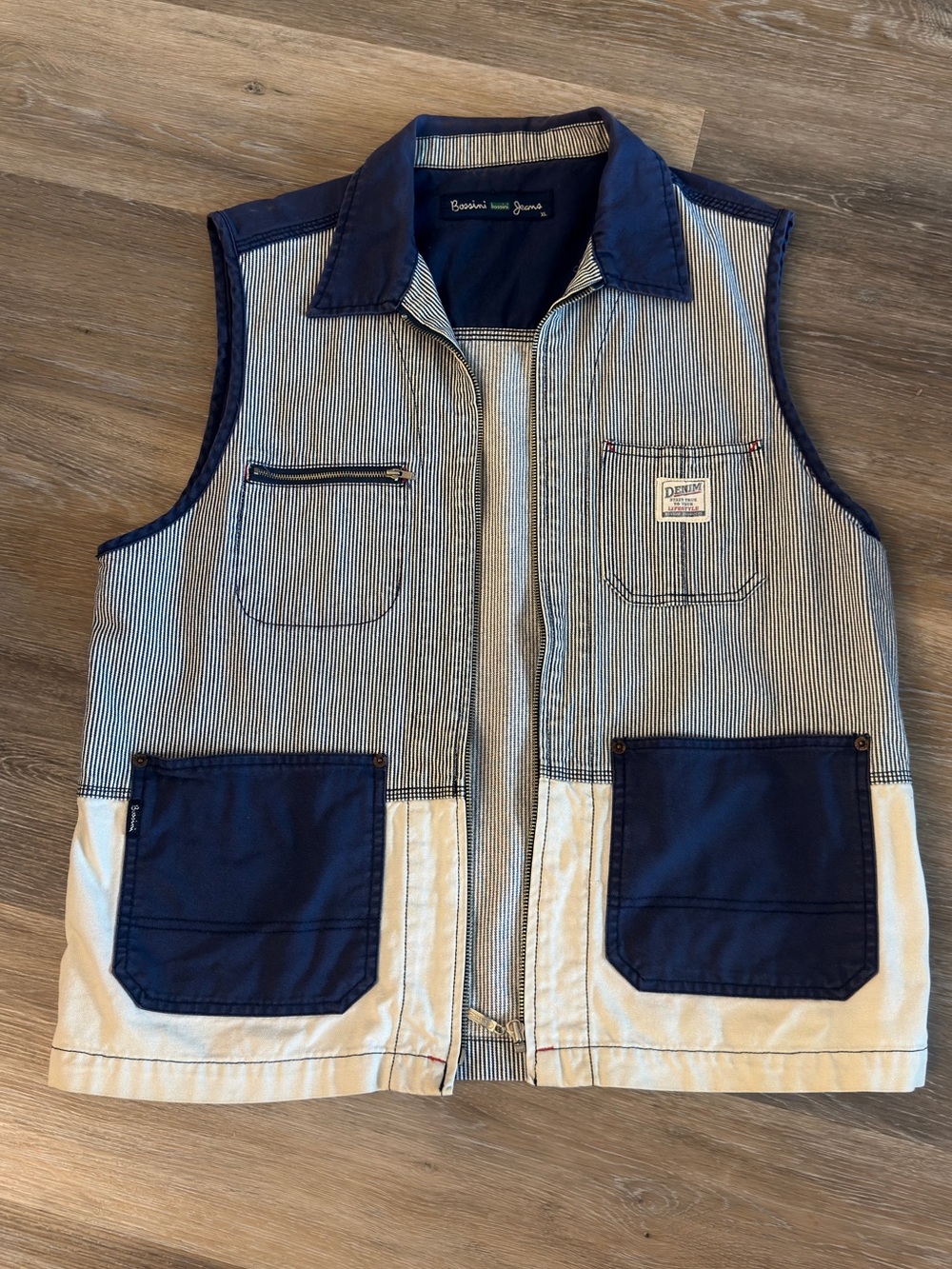 Boys' Denim Vest Jacket - Blue & Cream